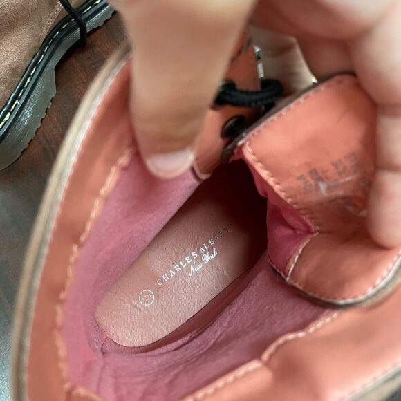 Blush Pink Velvet Combat Boots - Picture 5 of 5